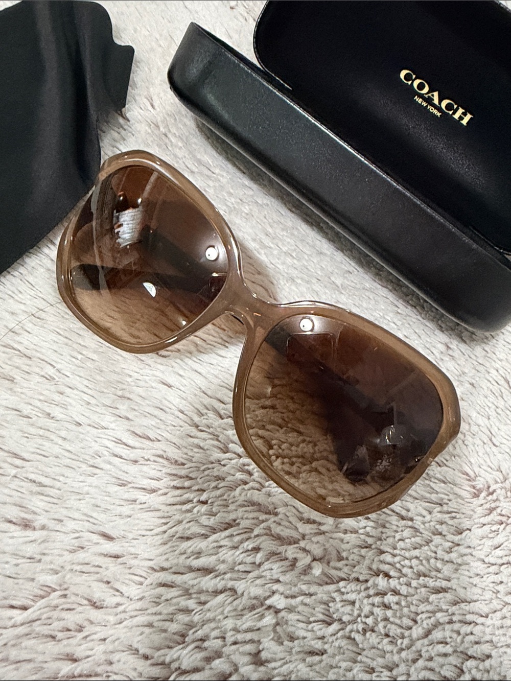 Coach Oversized Brown Gradient Square Sunglasses
